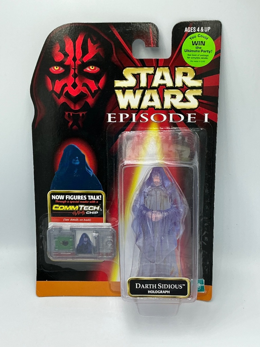 1999 Star Wars Episode 1 Darth Sidious Holograph Action Figure Hasbro CommTech